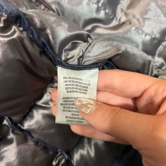 Andrew Marc Packable Lightweight Premium Down Jacket Women's XS Blue Silver Zip - Picture 6 of 6
